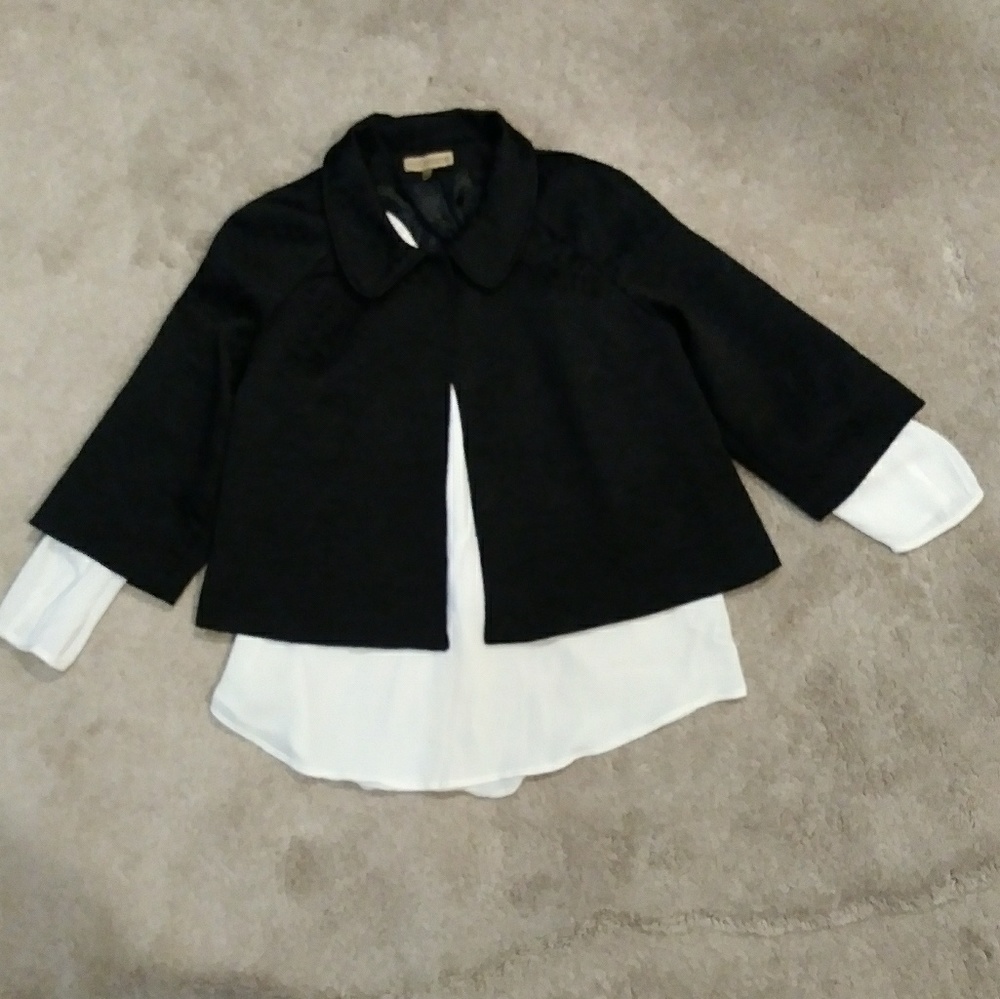 Cropped Jacquard cape style jacket